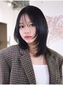 顔周りレイヤーミディアムロング美髪_ba535792