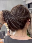 R56 白髪白髪ぼかしハイライトバレイヤージュ50代ミディアム