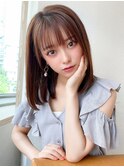 20代30代40代小顔ワンカール シースルーバング ベージュカラー