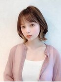 大人ミディアムイヤリングカラーアッシュブラウン20代30代40代