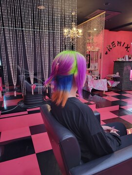 リミックス(REMIX by Love hair KING OF PRINCESS HAIR&EXTENTION) 原色イエローグリーン  原色パープル  原色ブルー  原色オレンジ