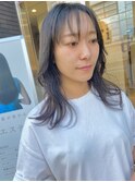 ≪セミロングくびれレイヤー♪≫アッシュグレージュ×インナー