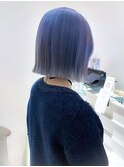 自由が丘美髪外ハネボブイメチェンラベンダーブルー