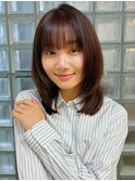 レイヤー チェリーブラウン イメチェン 伸ばしかけヘア