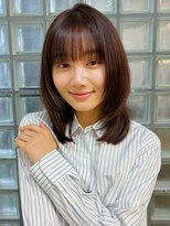 レイヤー チェリーブラウン イメチェン 伸ばしかけヘア