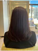小顔レイヤーロブヘアウルフカットブリーチなしココアブラウン