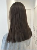 オリーブグレー ヘーゼルグレージュ ブリーチなし暗めカラー