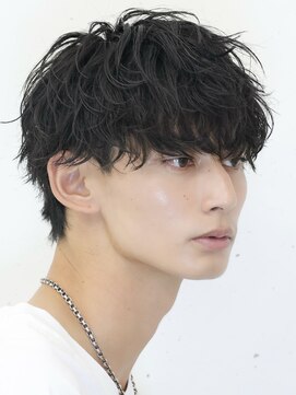 アーリー(Ali'i) 波巻きツイストスパイラルパーマブルーブラックマッシュパーマ