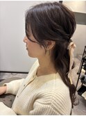 波巻きハーフアップヘアセット