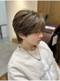 センターパートソフトツイストパーマメッシュマッシュウルフ
