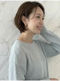 ミルクティーベージュ顔周りカットレイヤーボブA13北浦和40代