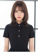 ミディアム20代30代ストレートレイヤー前髪なし前髪あり越谷