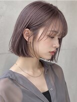 ヘアアンドメイク アース 入間店(HAIR&MAKE EARTH)&nbsp;ラベンダーグレージュ × 切りっぱなしボブ