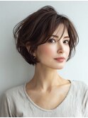 白髪ぼかし脱白髪染め似合わせショートボブ40代50代60代