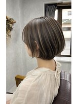 髪質改善Lino hair/縮毛矯正/白髪ぼかし/ハイライト/メンズカット【リノヘア】 ハイライトで立体感アップ♪丸みのある柔らかいボブ/ミニボブ