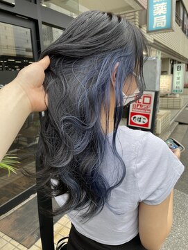 ファンド 千葉(fand) インナーカラーイヤリングカラーアンニュイパーマプードルパーマ