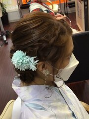 お姫様風浴衣の着付けとヘアアレンジ