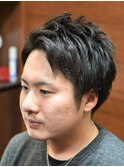 ツーブロック/アップバングショート/バーバースタイル/メンズ