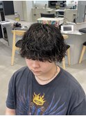 波巻きスパイラルパーマ刈り上げマッシュパーマツーブロック