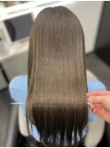 ロングヘアーベージュカラー縮毛矯正上級髪質改善　赤坂見附