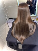 アンジェリカラボ 梅田店(ANGELICA LABO)&nbsp;韓国風くびれレイヤーカット×グレージュ×透明感ブラウン川又