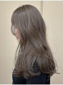 ブリーチなしダブルカラー オリーブグレージュ赤み消し 春カラー