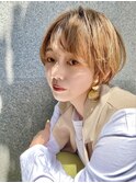 ハイトーンベージュ×丸みショート