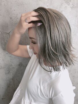 ルーツアイリー 心斎橋(ROOTS IRIE) 10代20代◎切りっぱなしボブ×くすみカラー×大人耳掛け