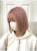 ダブルカラーピンクベージュケアブリーチハイトーン髪質改善