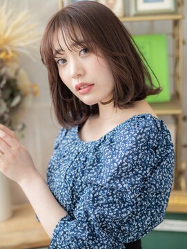 カバーヘア イヴ 戸頭店(COVER HAIR EVE) ミルクティーピンク前下がり内巻きワンカールa戸頭20代30代40代