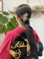 シックなお振袖にローポニーアレンジ