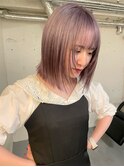 切りっぱなしボブ/フェイスレイヤー/ラベンダーカラー