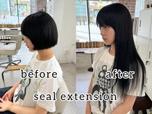 ヘアー アレス(hair ales)の雰囲気（エクステ馴染ませ。ボブからでも自然に。シールエクステ人毛）