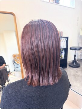ココヘアー(coco hair) ほんのりピンクブラウン×切りっぱなしボブ