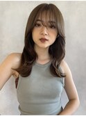 (orente表参道/青山)モテ髪ミディアムブリーチなし透明感カラー