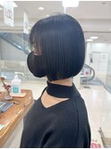 【morio】札幌ボブ　ぱつっと黒髪前下がりボブ