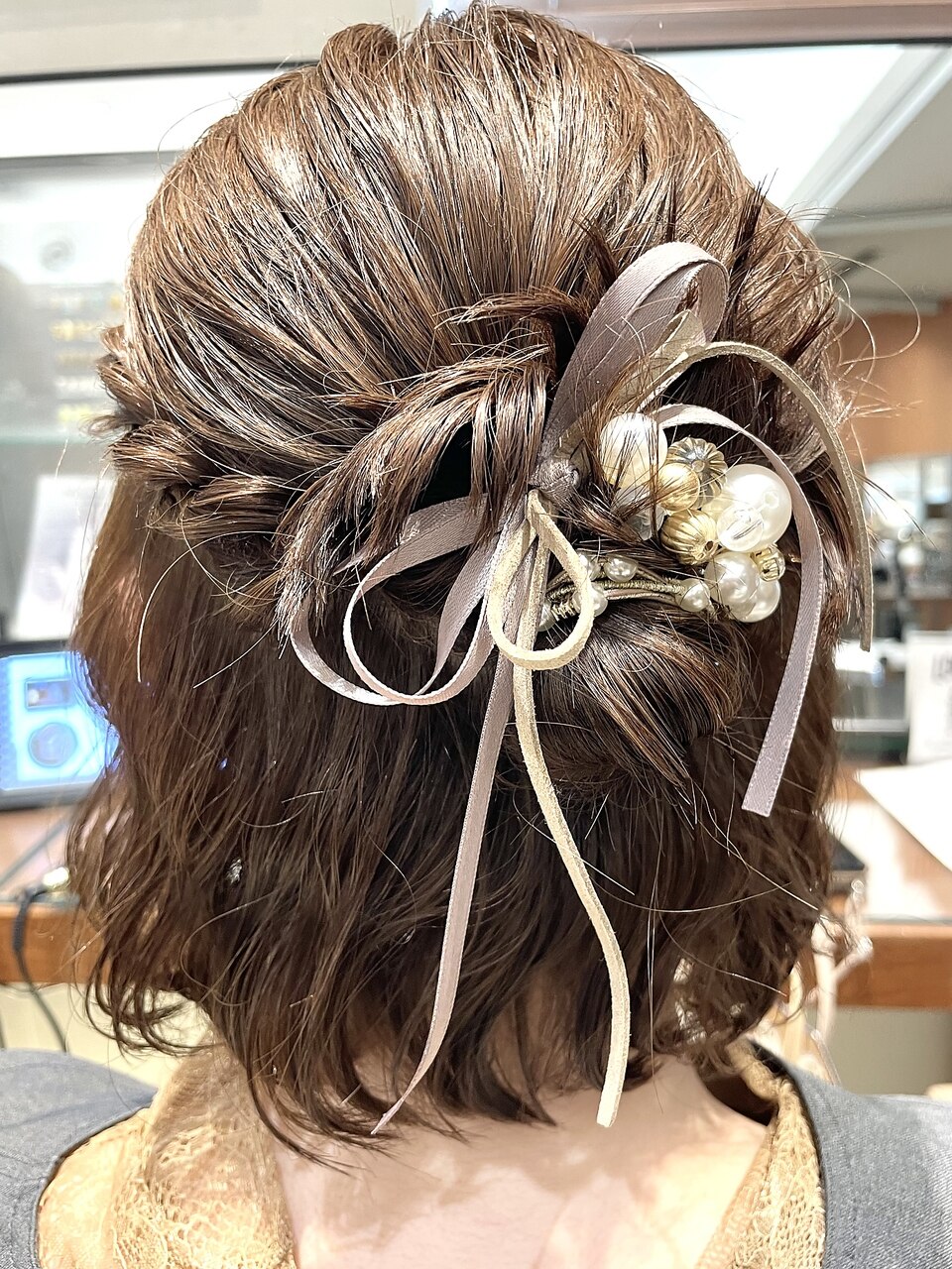 ヘアセット ヘアアレンジ ハーフアップ お呼ばれヘア ロープ編み