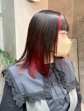 テトヘアー(teto hair) インナーカラーピンクカラーレッドカラーデザインカラー