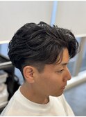 韓国へアカルマパーマワックスなしセンターパート黒髪ウルフ