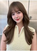 オリーブグレー/韓国風巻き/レイヤーカット/マロンベージュ/新宿