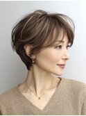 ◇大人可愛い20代30代40代50代前下がりショートボブ丸みショート