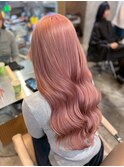 原宿ピンクベージュケアブリーチハッシュカットレイヤーボブ