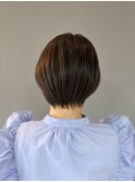 丸みシルエットの抜け感ショート川越/ボブ/白髪ぼかし/白髪染め