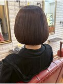 内巻きショートボブ 髪質改善カラー 艶髪 アッシュベージュ