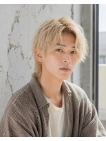 MEN's Baguz MEN'Sカット/ MEN'Sパーマ/ MEN'Sカラー ブロンドベージュ×韓国風ミディアムレイヤースタイル