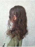 ナチュラルピンクブラウン×ふわふわパーマ