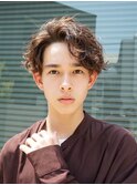 横浜西口シャドウパーマメンズマッシュウルフカット波巻きパーマ