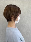 大人ショート×白髪ぼかし