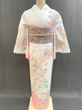 セットサロン フルール(Fleur) ポリ訪問着No.4/【白ピンク】