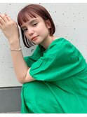 mowen 南堀江　ボブ×ピンクブラウン×艶髪×セミウェット